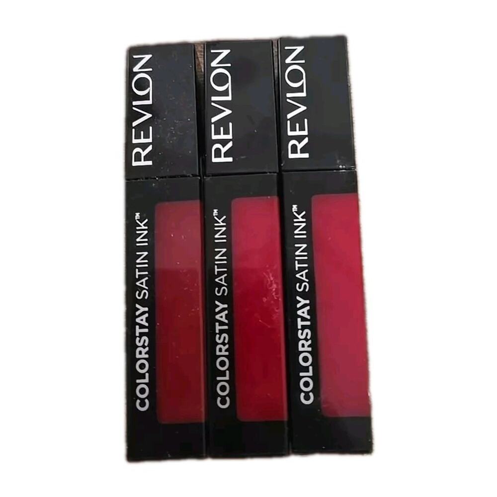 Lot of 3 NIB Revlon Colorstay Liquid Lipstick Satin Ink (0.17Oz/5mL) 019 & 020